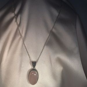 Rose Quartz Cabochon Pendant in .925 Silver.